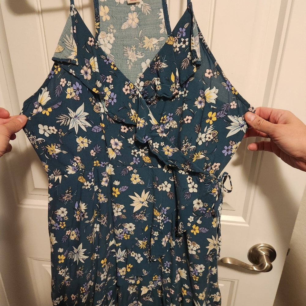 Mossimo EUC Teal Floral Print dress
